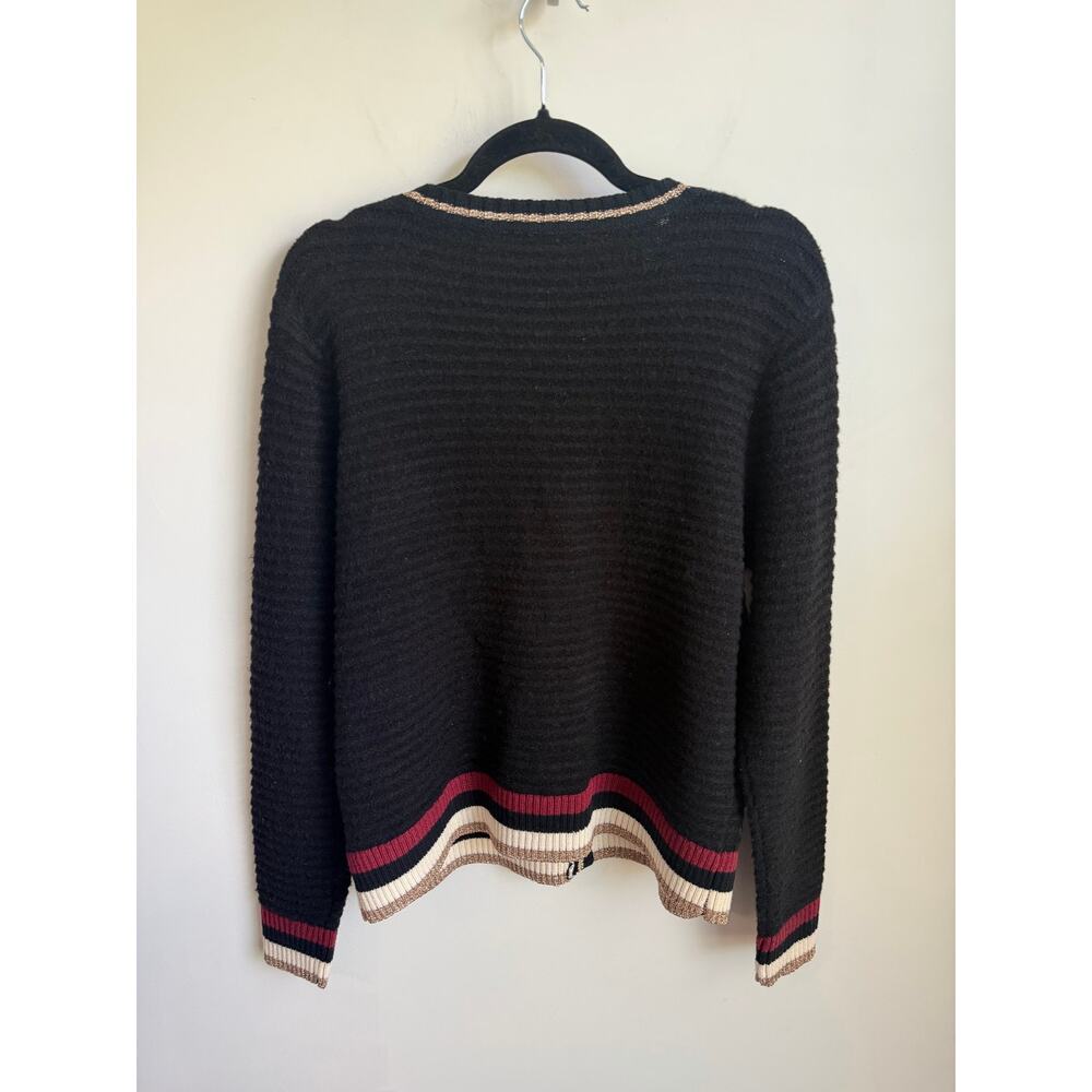 L'Agence Archer Metallic Tipped Long Sleeve Knit Cardigan Sweater Black Womens L - Picture 10 of 10